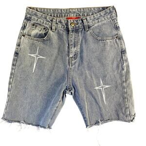 GRKC Pray Past Future Star Denim Shorts Men’s Large Y2K Skater Grunge Streetwear